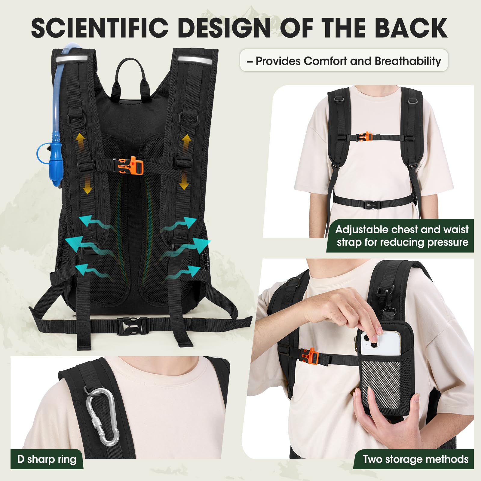 RAINSMORE Lightweight Running Hydration Backpack with 2L Water Bladder