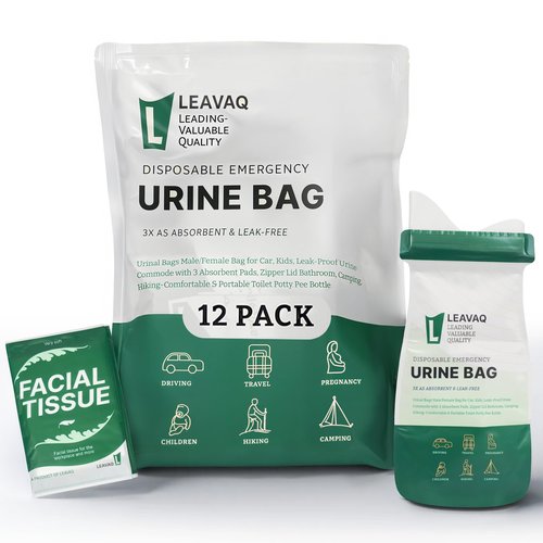 Leavaq Disposable Urine Bag 24 PCS 800ML - Portable Urinal & Female Urinal for Travel, Leak-Proof Emergency Toilet Solution, Unisex Pee Bags for Men, Women, Camping, Traffic Jams, Kids - Compact