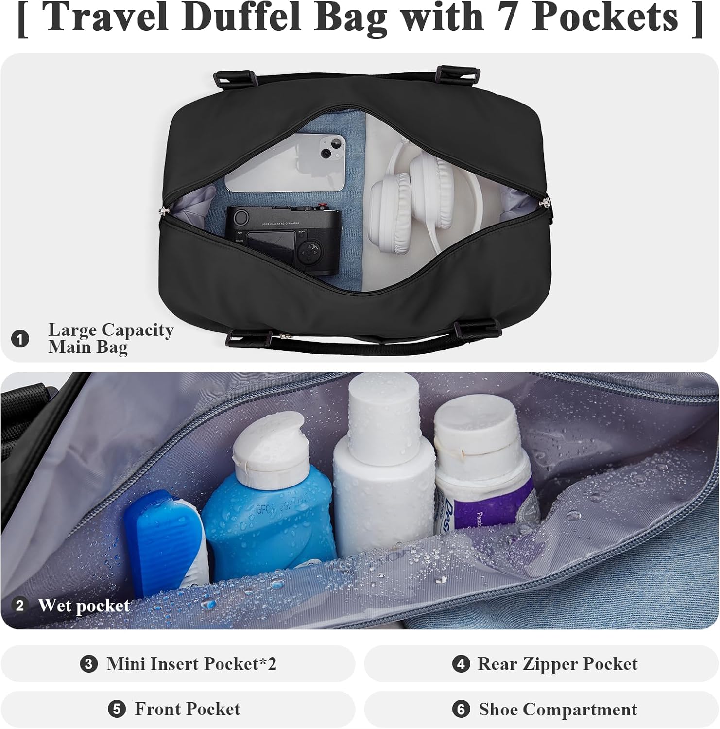 Skiennix Travel Duffel Bag - Stylish Overnight Weekender with Shoes Compartment | Medium Size