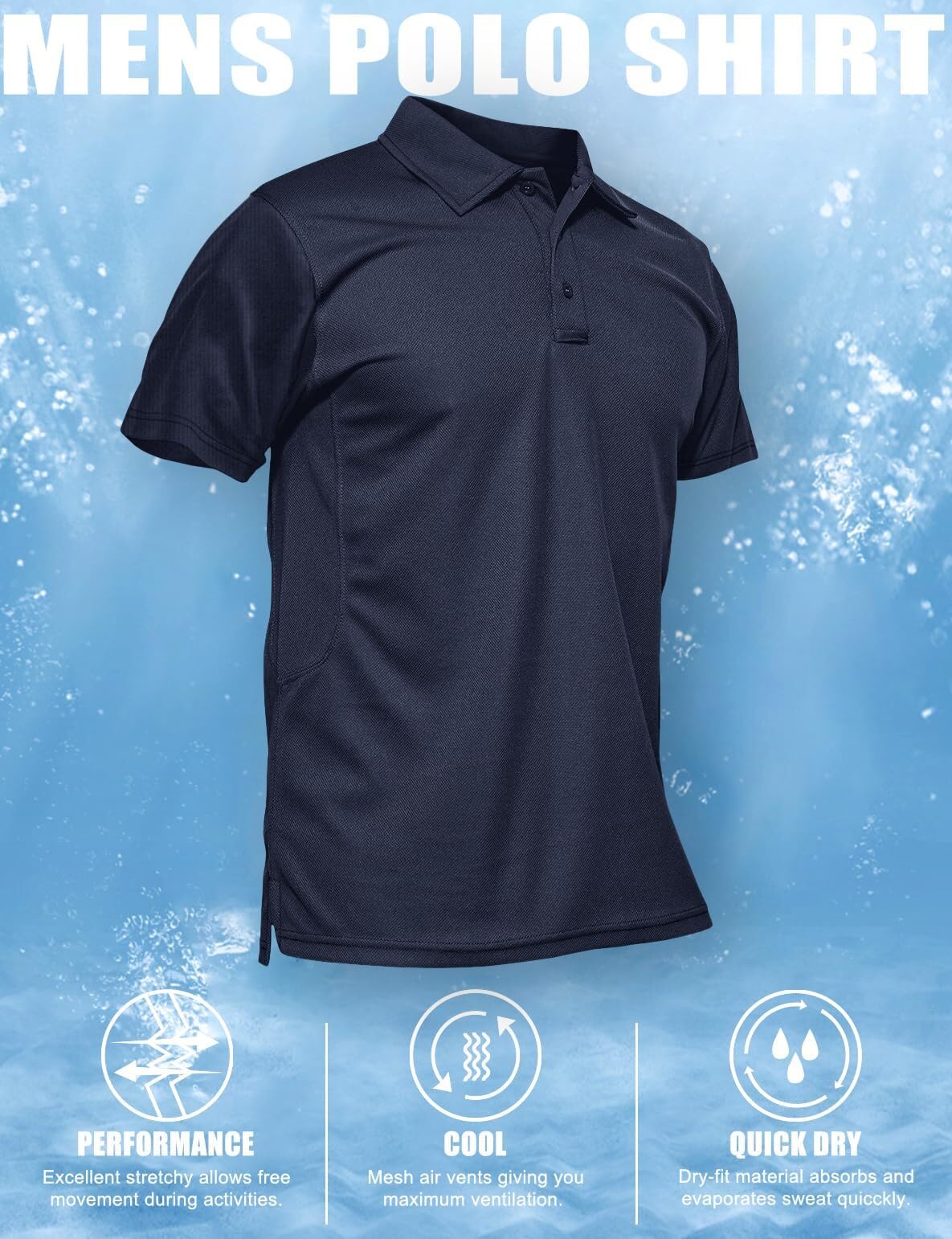 MAGCOMSEN Navy Blue Polo Shirts for Men T Shirts Short-Sleeve Hiking Shirts Hunting Shirt Tactical Shirts Navy XXL
