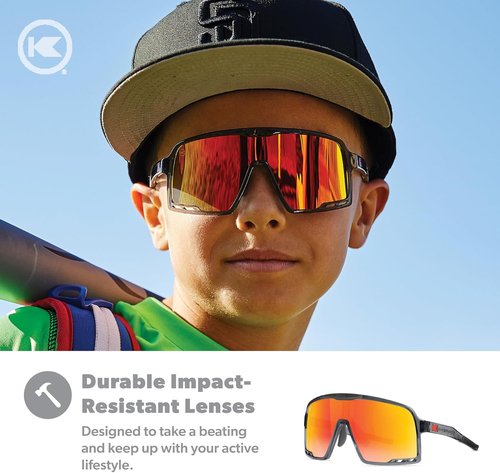 Knockaround Kids Campeones Sport Sunglasses - UV400 Protection - Ideal for Baseball Activities