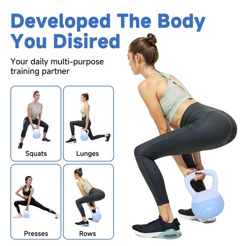 Leikefitness Soft Kettlebells,Sand Filled Weights for Women and Men,Color Coded Anti Slip Soft Kettlebells,Home workout (BLUE, 15 LB)