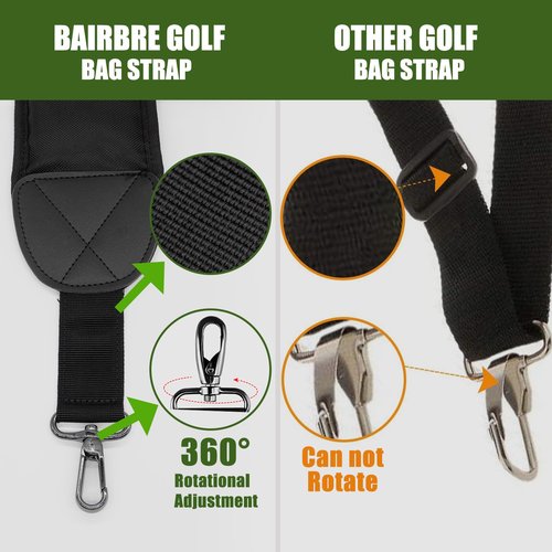 BAIRBRE Golf Bag Strap Replacement Golf Bag Shoulder Strap Adjustable Single Padded Shoulder Strap Waterproof Golf Bag Backpack Straps (Black-USA Flag Grey)