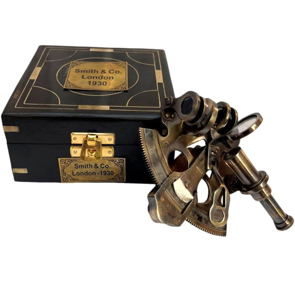 Vintage Brass Sextant Kelvin and Hughes 1930 – Nautical Navigation Instrument with Wooden Box by Smith & Co London Maritime Collectible Educational Gift