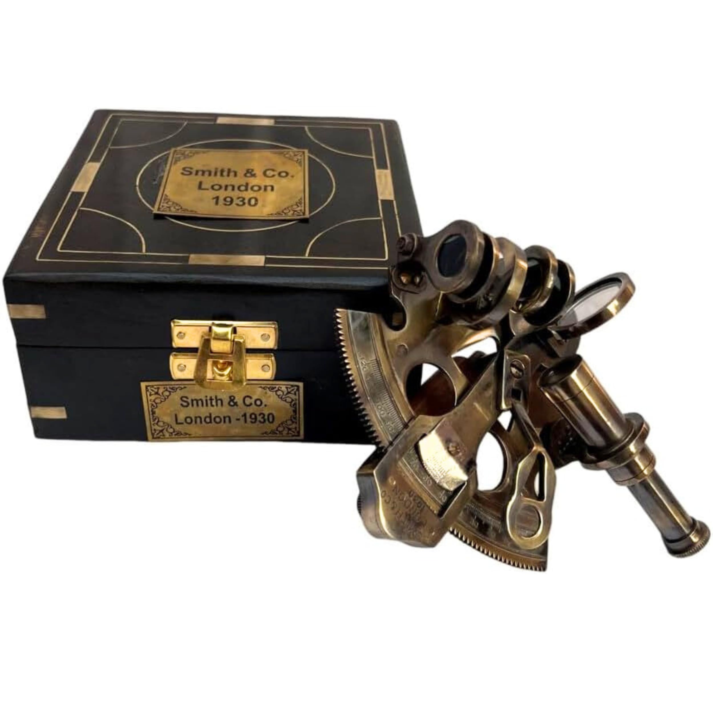 Vintage Brass Sextant Kelvin and Hughes 1930 – Nautical Navigation Instrument with Wooden Box by Smith & Co London Maritime Collectible Educational Gift