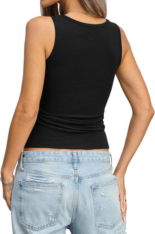EasyGala Women’s Cotton Ribbed Tank Top - High Neck Sleeveless Design for Summer Style | Slim Fit