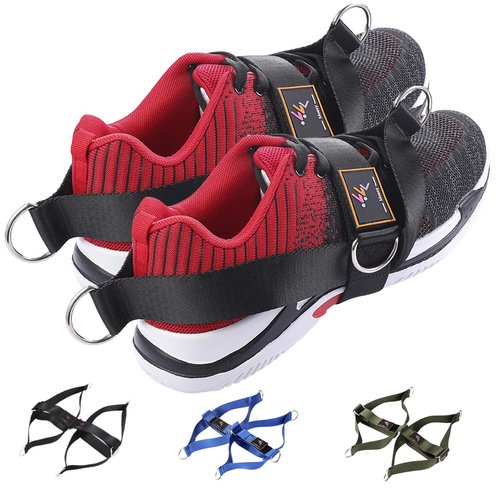 MOOCY 2 Pack Foot Strap for Cable Machine Fitness Attachment Ankle Straps Glute Kickback Leg Exercise for Cable Machines Shoe Cover Pull Belt-4 Ring