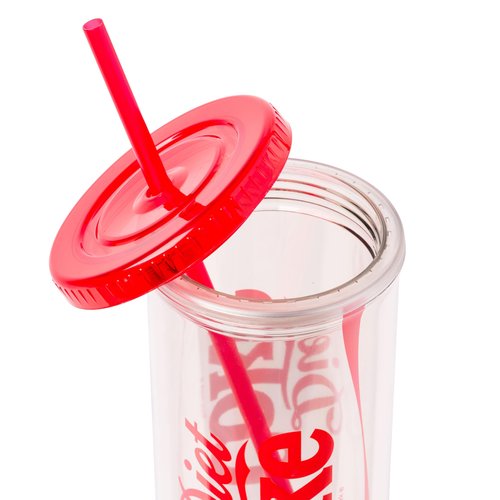 Silver Buffalo Coca Cola Diet Coke Plastic Tall Cold Cup with Lid and Straw, 20 Ounces