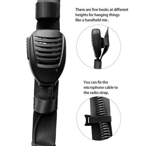 Radio Strap Holster with Anti-Sway Belt, Wide Strap, Soft Shoulder Pad, Adjustable Length, Durable material, Compatible with Various Types of Walkie-Talkies.