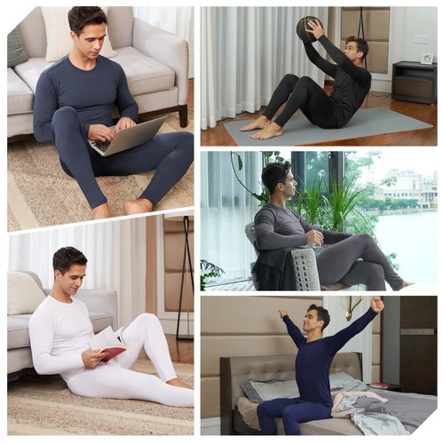 2 Pack Men's Thermal Shirts Fleece Lined Long Sleeve Tops Base Layer Compression Long Johns Undershirt Running Gear for Winter Cold Weather,X-Large,Heavyweight 2 PCS-Black/Black