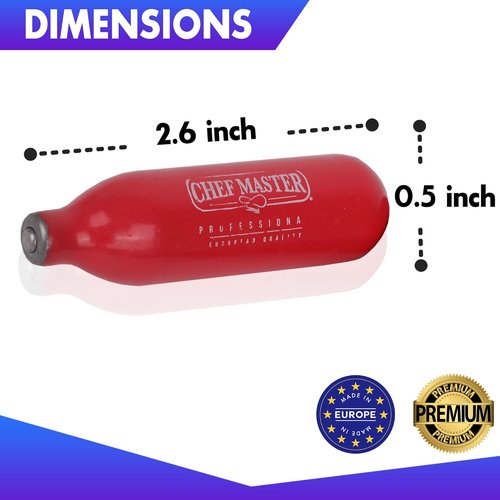Chef Master N2O Whipped Cream Chargers - Food Safe Nitrous Oxide Cartridges (10 Pack) | Universal Fit for Professional Use