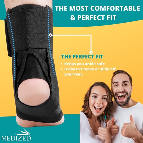 MEDIZED Ankle Brace, Lace Up Adjustable Support for Running, Basketball, Injury Recovery, Sprain! Ankle Support Wrap for Men, Women, and Children (Large)