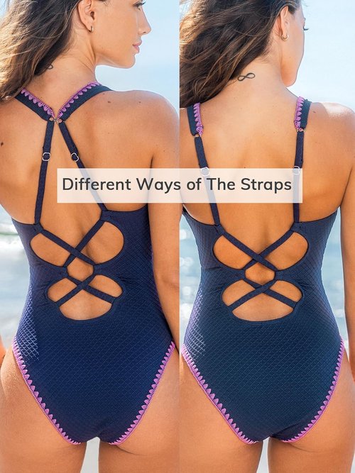 CUPSHE One Piece Swimsuit - Tummy Control V Neck Cutout Design | Textured Cheeky Bottom