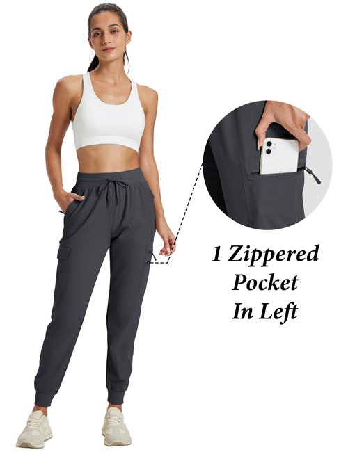 MAGCOMSEN Womens Cargo Hiking Pants Quick Dry Lightweight Joggers with Pockets UPF 50 Athletic Outdoor Casual Gray M