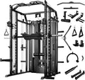 Mikolo Smith Machine - Multi-Functional Home Gym System with Weight Stack & LAT Pulldown | 10+ Free Attachments