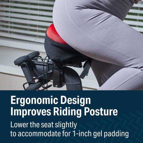 Bikeroo Comfort Bike Seat Cushion - Black Narrow Padded Gel Cover for Exercise, Mountain & Road Bikes, Universal Fit for Peloton & Stationary Bikes