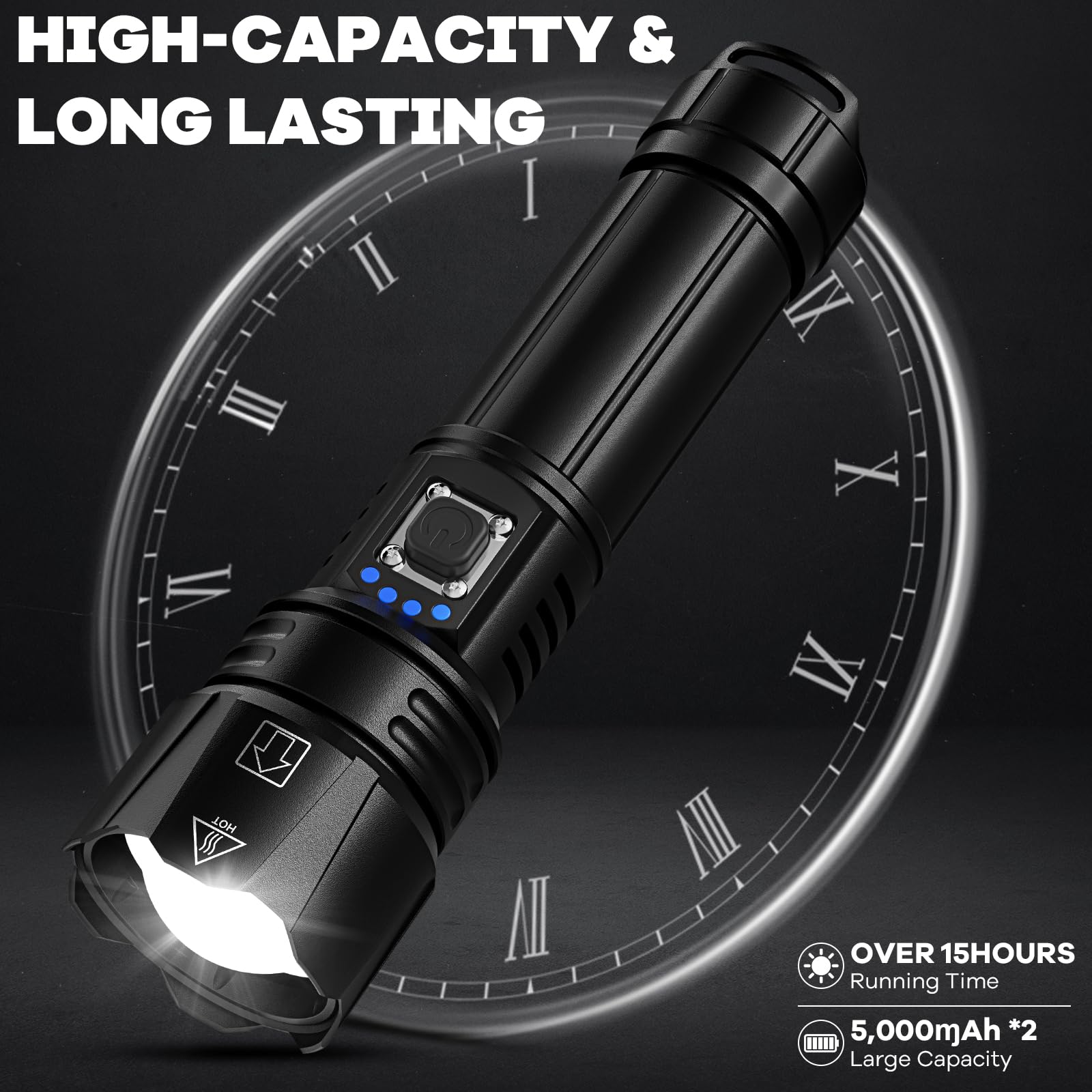 Rechargeable Flashlights High Lumens, 2Pack 99000 Lumen Super Bright Led Flashlight with 5 Modes & 15H Long Runtime, Powerful Waterproof Handheld Flash Light for Home Camping