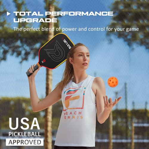 DGYGQ Pickleball Paddles - Professional Carbon Fiber Paddle with Honeycomb Core Pickleball Rackets - Lightweight Precision & Enhanced Shock Absorption for High Spin (Yellow-Orange Ombre)