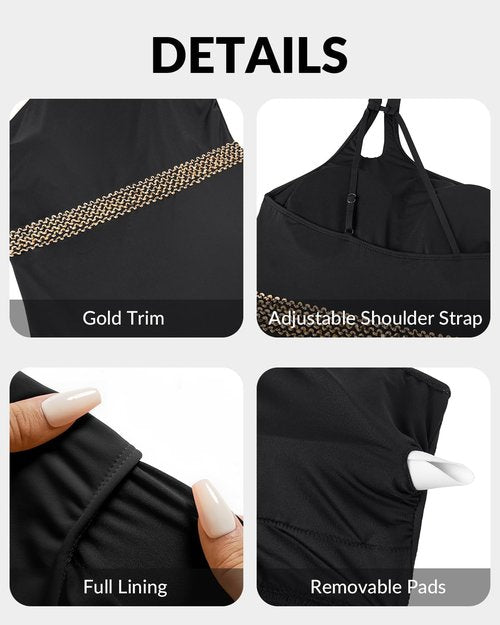 Holipick One Shoulder One Piece Swimsuit - Tummy Control Modest Bathing Suit for Women | Full Coverage Keyhole Design