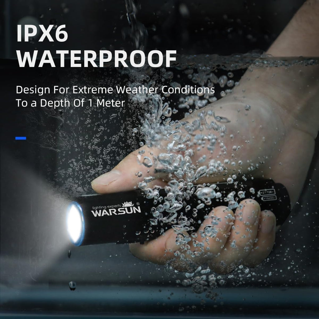 WARSUN SQ03 EDC Pocket Flashlight - 1000 Lumen Rechargeable LED | Waterproof Aluminum Alloy for Camping & Hiking