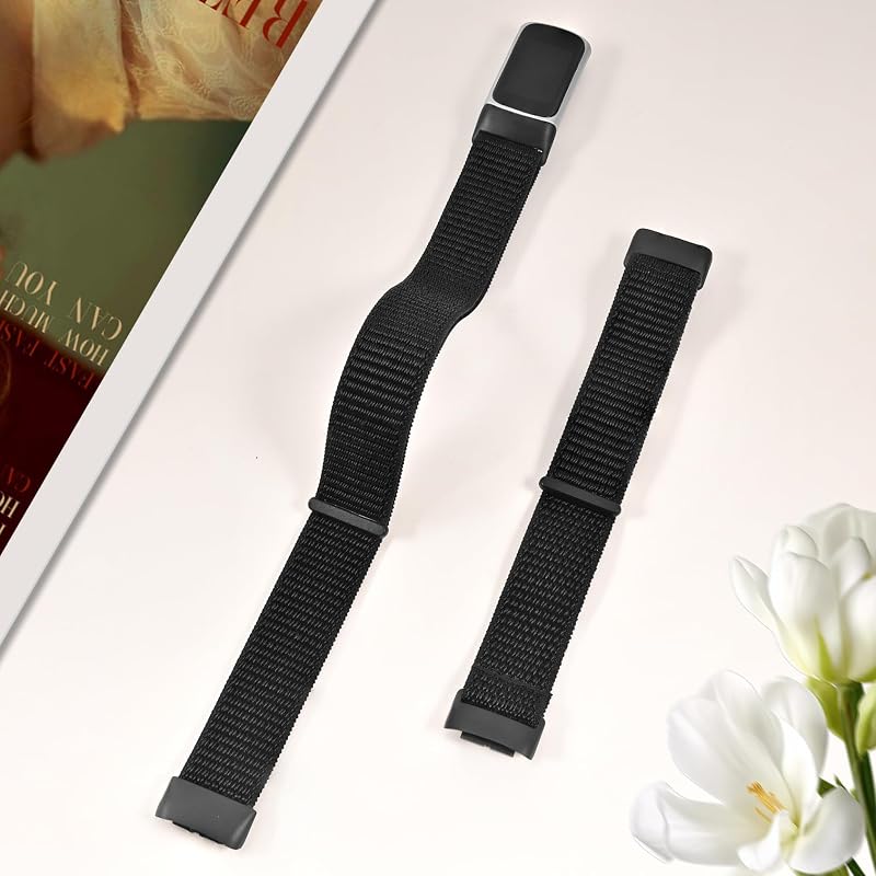 Wizvv Black Arm/Ankle/Wrist Band for Fitbit Charge 5/6 – Nylon Hook & Loop Replacement Strap (Variation: black)