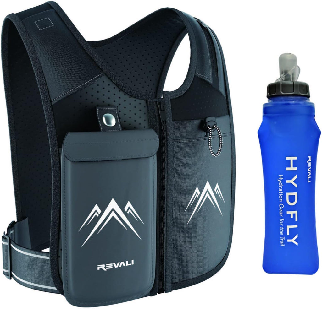 Revali Running Vest - Reflective Zip Design with 500ml Hydration Bottle | Adjustable & Breathable Gear for Men & Women