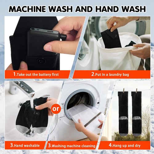 Heated Socks for Men - 5V5000mAh Rechargeable Battery Electric Heating Socks Heat Up to 9 Hours Foot Sole&Instep Heating 4 Heating Levels Suitable for Winter Outdoor Work Hunting Camping Hiking