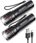 RECHOO Rechargeable Flashlights - High Lumens 2-Pack | Super Bright LED Tactical Lights with 3 Modes