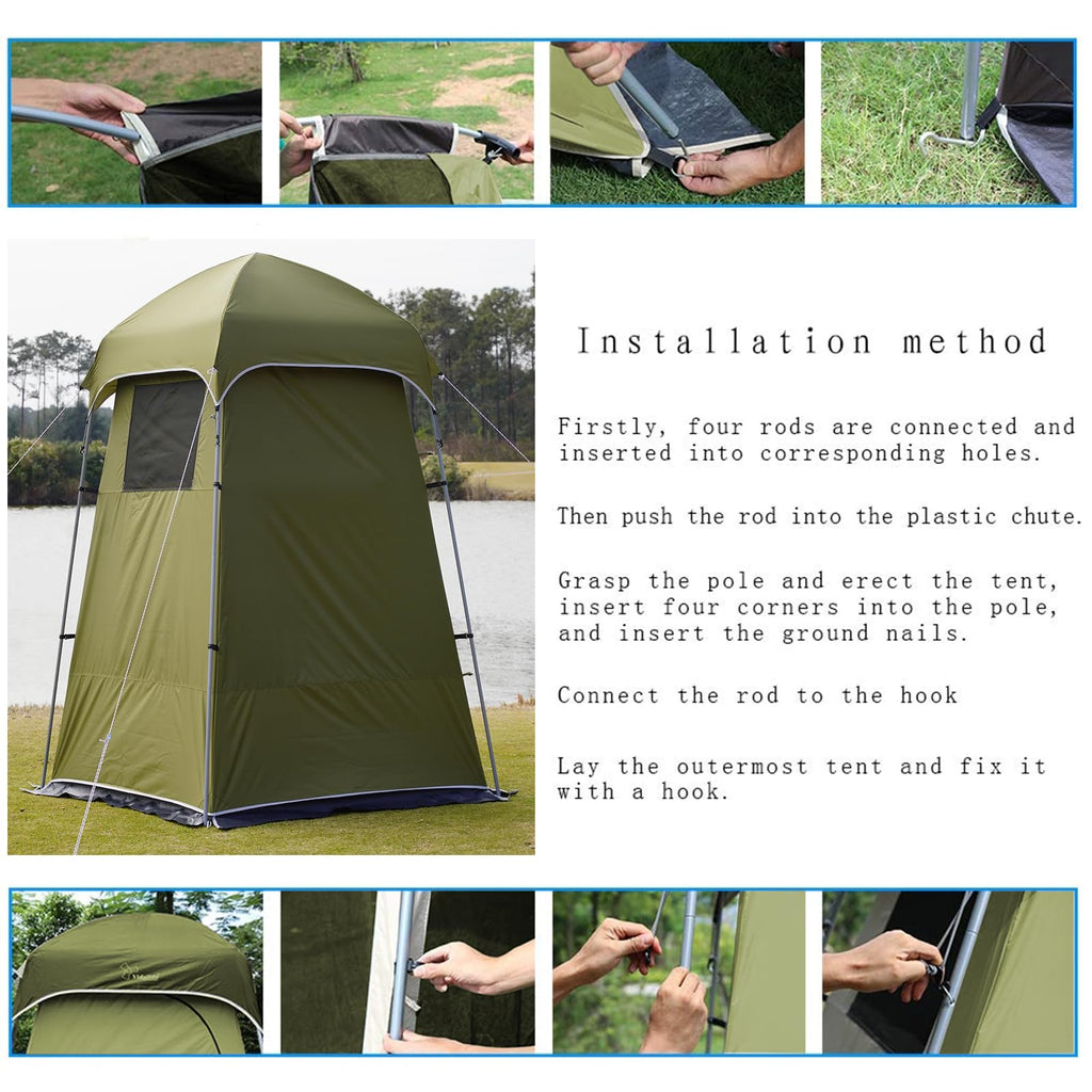 Vidalido Outdoor Camping Shower Tent Easy Setup Privacy Changing Room Portable Camp Shower Tents for Camping with Floor, Waterproof Privacy Shelters Toilet Tent (Army Green)