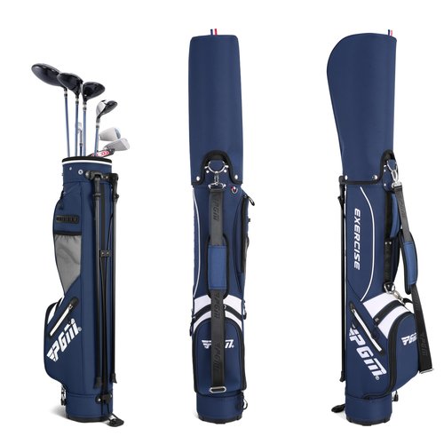 PGM Sunday Golf Stand Bag for Women and Men - Blue Easy Carry Pitch Lightweight Golf Stand Bag with Cooler Pouch and Valuables Pocket for Driving Range Par 3 Executive Courses
