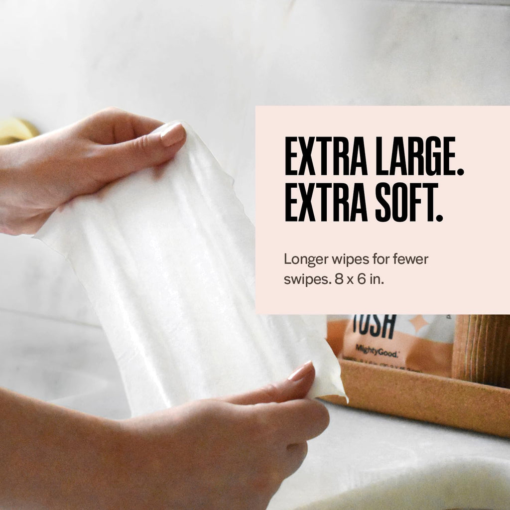 Wipe That Tush Flushable Wipes - Extra Large & Soft, Fragrance-Free, Hypoallergenic | 30 Individually Wrapped Wipes