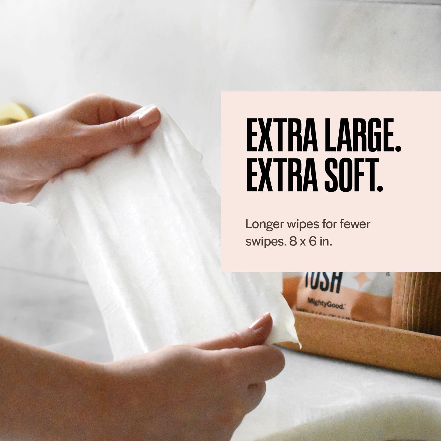 Wipe That Tush Flushable Wipes - Extra Large & Soft, Fragrance-Free, Hypoallergenic | 30 Individually Wrapped Wipes