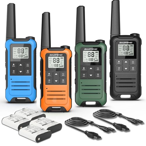Walkie Talkies Long Range for Adult, 4Pack Rechargeable Baofeng Walkie Talkie FRS Two Way Radio 1400mAh Li-ion Battery ，USB-C Cable， NOAA with Flashlight for Camping Family