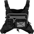 Skiennix Tactical Chest Bag - Breathable Multi-Functional Running Vest with Reflective Zipper Pocket | Adjustable Straps for Night Running, Hiking, Cycling (Black)