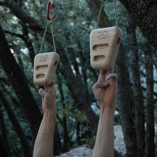 YY Vertical - The Original Rocky Climbing Hang Holds in Wood for Rock Climbing, Ideal for Home Training, adapts to Pull up bar, Strengthen Your Fingers