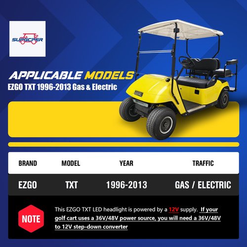 Golf Cart LED Light Bar for EZGO TXT 1996-2013 Gas and Electric Carts, 20.86 Inch EZGO TXT Headlight Bar with 3-pin plug, Hight Brightness 12V Street Legal LED Headlight (without Mounting Bracket)