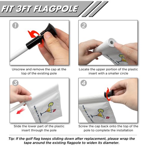 KINGTOP 19th Hole Golf Flag for Backyard Practice Putting Green, PGA Junior Standards, Double Sides 420D Nylon with Tube Insert, 6x8 Inch, 19th Hole Welcome Flag