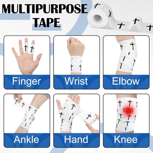 Geiserailie 4 Pcs Christian Athletic Tape with Cross Sports Tape 2in x 23ft Jesus Religion Wrist Warp for Football Soccer Athlete Trainers Boxing Christmas Gift for Christian Church