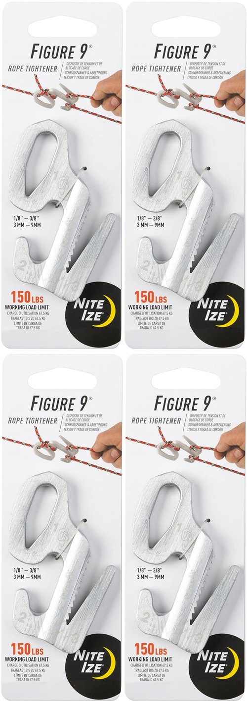 Nite Ize Figure 9 Rope Tightener Large Aluminum Tie Down Knot Tool (4-Pack)