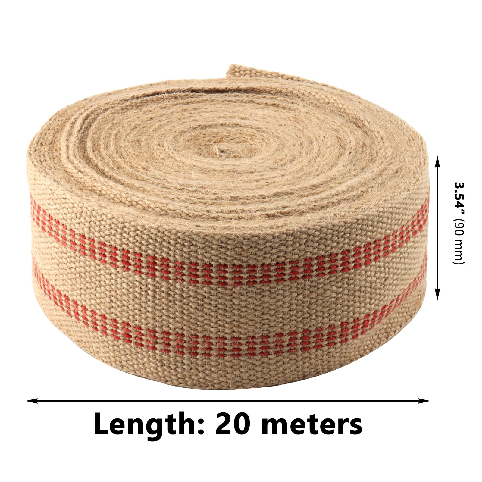 ZOENHOU 22 Yards 3.5 Inch Upholstery Jute Webbing, Wide Craft Jute Webbing Tape, Natural Chair Webbings for Outdoor Furniture, DIY Projects, Rustic Decorations