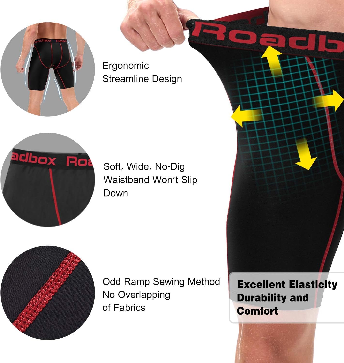 Roadbox Men's Long Sleeve Sun Protection Shirt - Comfortable Fit | Includes 3 Pack Compression Shorts (Size: L)
