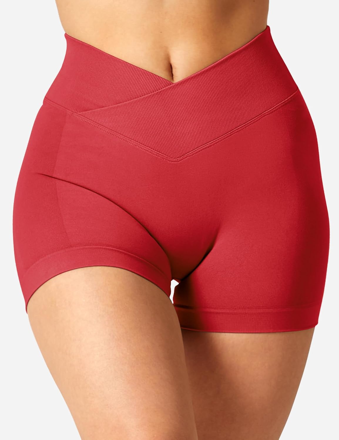 YEOREO Workout Shorts for Women - 3.5" Seamless V-Cross Waist Design | Scrunch Butt Style