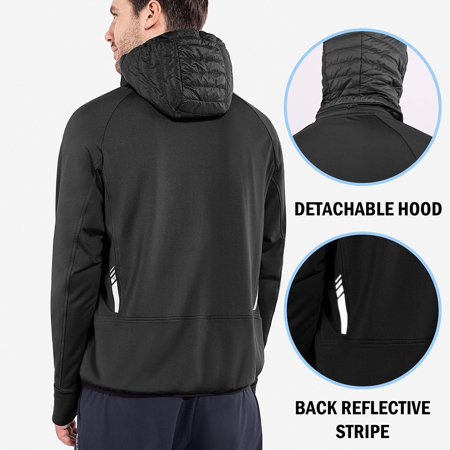Baleaf Men's Lightweight Running Jacket - Warm Puffer Hybrid Coat for Hiking & Golf | Insulated Design