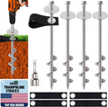 Eurmax USA Ground Anchors - Heavy Duty Screw-In Tent Stakes for High Winds | Set of 4 with Bonus Straps