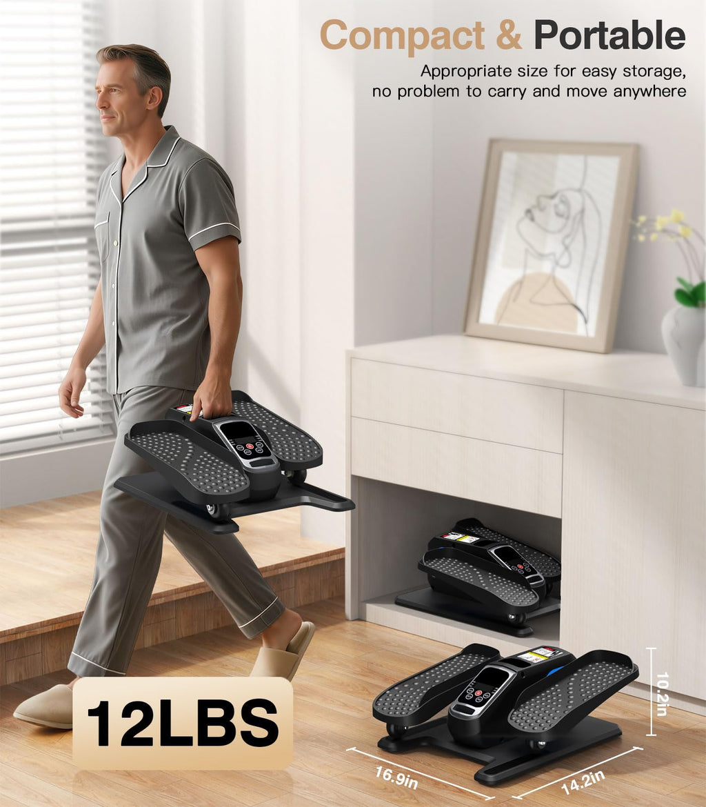 Under Desk Elliptical Machine,Ellipse Leg Exerciser Electric with Remoter,12 Manual Adjustable Speed and 3 Automatic Speed,Portable Seated Pedal Exerciser for Seniors,Adults,Home,Office, Black