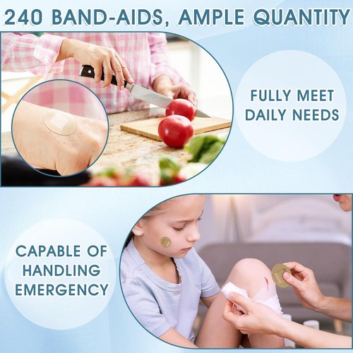 Geiserailie Adhesive Spot Bandages - 240 Pcs Flexible Round & Oval Fabric Waterproof First Aid Supplies | 7/8'' & 1.25''