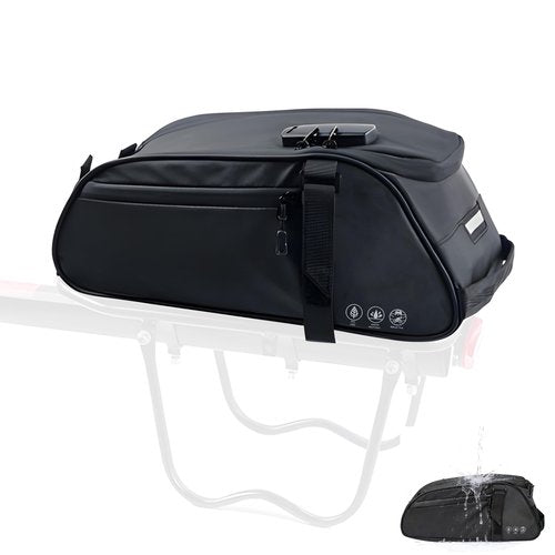 TGpao Waterproof Rear Bike Rack Bags with a coded lock, Reflectivee Bike Battery Bag for Bicycles Rear Rack, 8L Panniers Ebike Trunk Bag Cycling Pounch for Travel Commute (13.8" x 5.5" x 5.9")