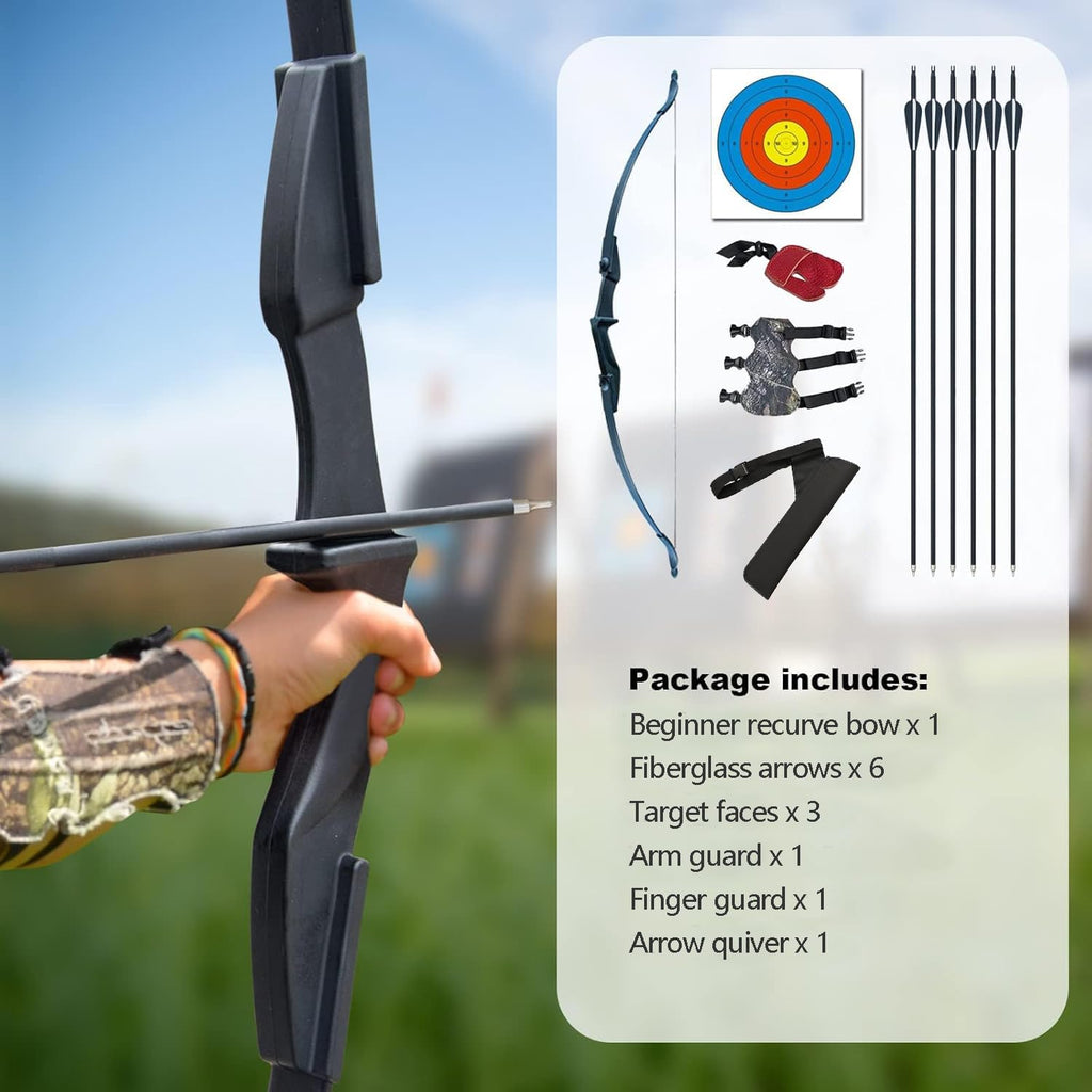 Tongtu Recurve Bow - Takedown Archery Set for Adults & Youth | Right & Left Handed, 30lb/40lb, 6 Arrows Included