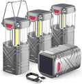 LETMY Rechargeable LED Camping Lanterns - 4 Pack Solar & USB Powered for Emergencies | Hurricane Ready