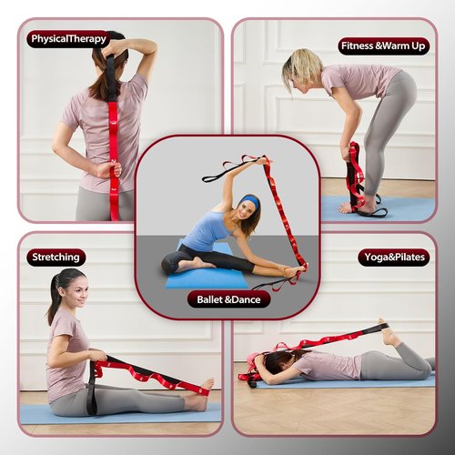 Acozycoo Stretching Strap - 10 Loop Yoga Strap for Physical Therapy & Flexibility Training